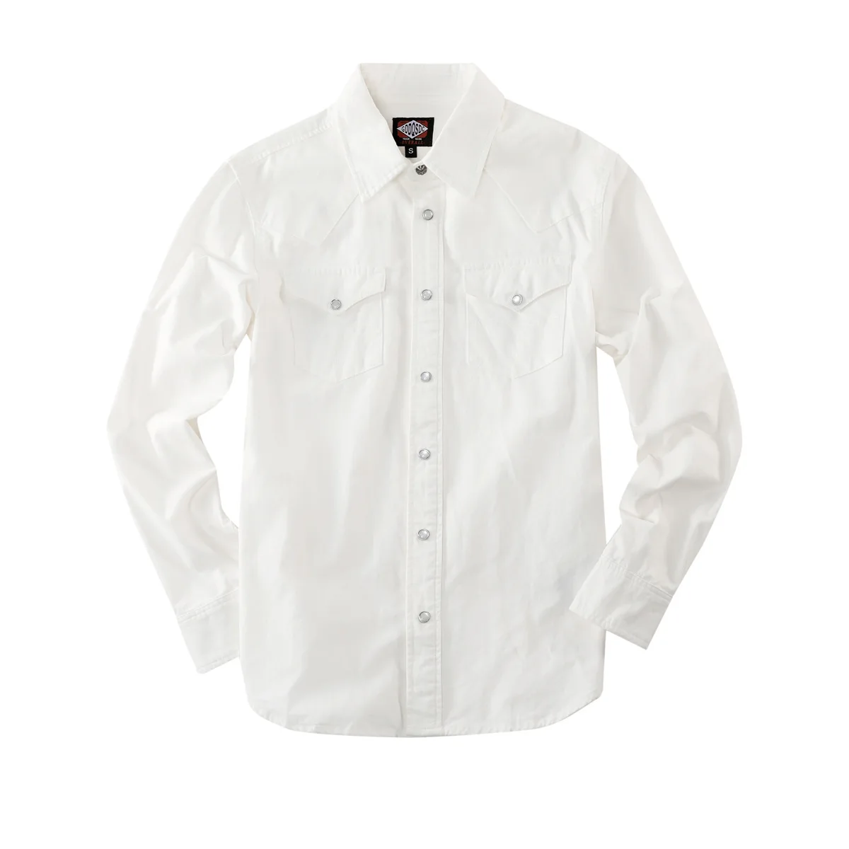 Джинсовая рубашка цвета слоновой кости с длинным рукавом мужская на пуговицах