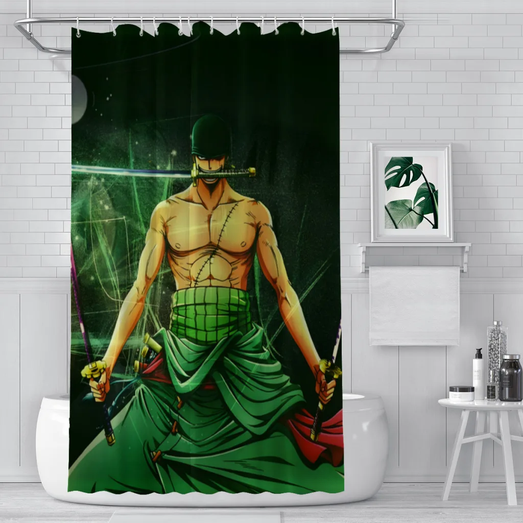 

Занавески для душа в ванную комнату с черепом Zoro, цельные аниме водонепроницаемые перегородки, забавные аксессуары для домашнего декора