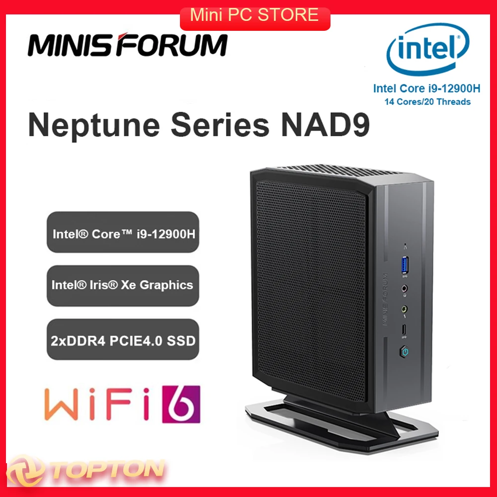 

2023 Topton Intel мини-ПК i9 12900H Windows 11 Iris Xe Graphics DDR4 PCIE4.0 SSD Minisforum NAD9 компьютер игровой ПК Wifi6