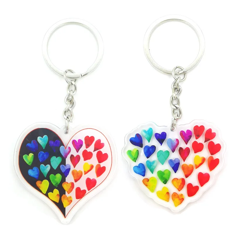 

Color Hearts Love Men's and women's key chain accessories lovely bag pendant key ring acrylic cartoon friend gift