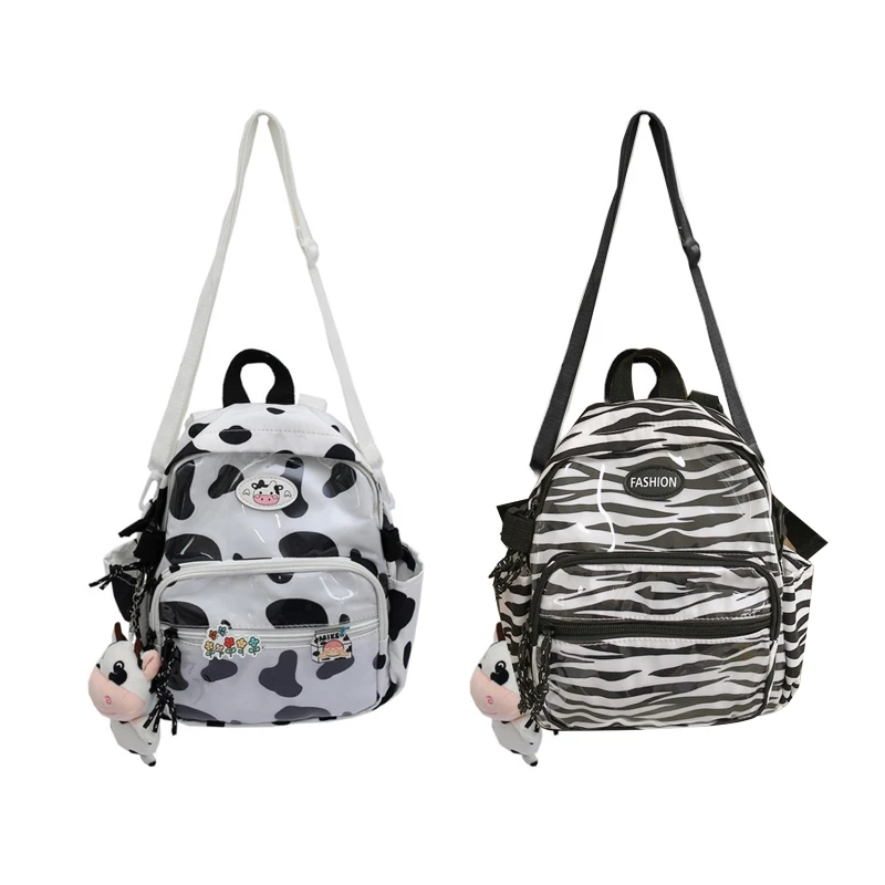 Милый рюкзак «Корова» с подвесками, маленький повседневный рюкзак для покупок, дорожная сумка, сумки на плечо, рюкзак для женщин и девочек