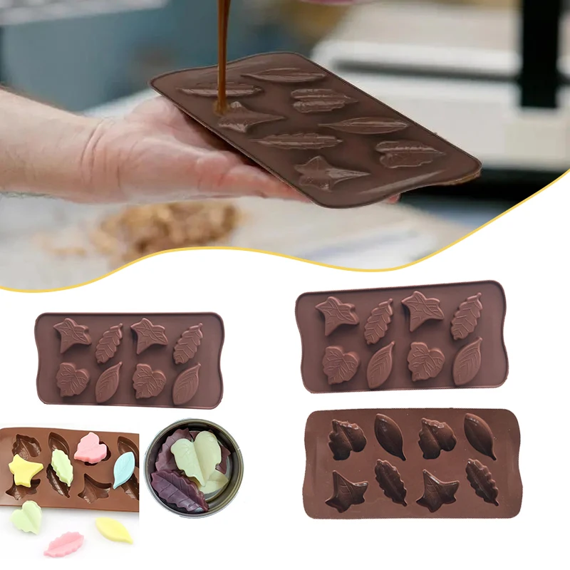 Силиконовая форма для шоколада на Хэллоуин 8 листьев
