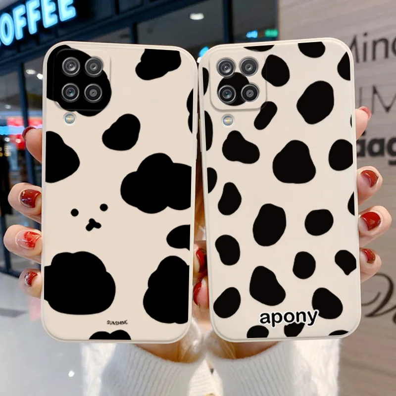 

Cow Pattern Case for Samsung Galaxy A52 A73 A52S A22 A13 A33 A32 5G A72 A70 A03 Core A12 A50 Cute Cartoon Soft Silicone Cover