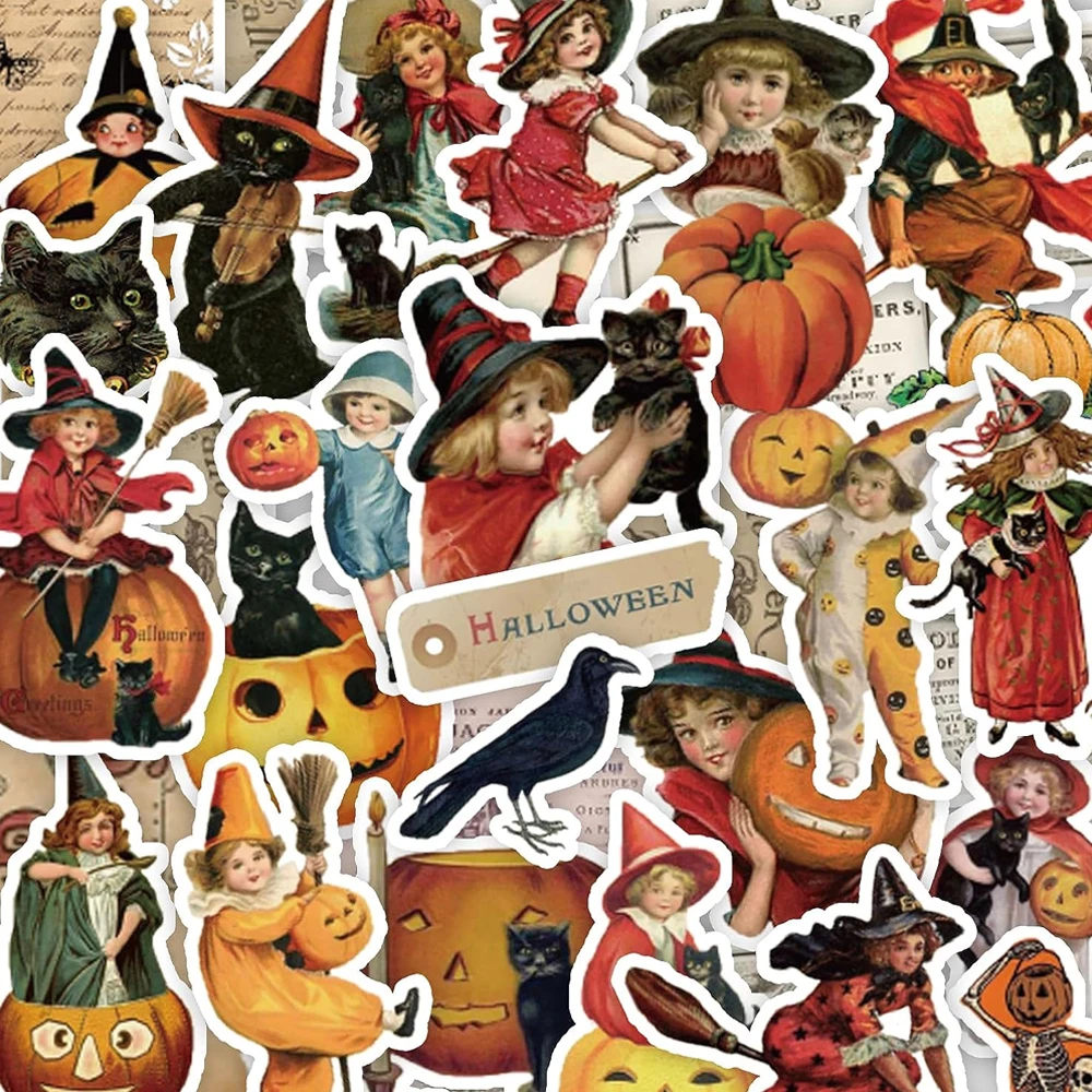 10/30/50Pcs Halloween Pumpkin Theme Stickers Pack for Scrapbook, Journal, Notebook, Phone, Laptop DIY Craft Decoration