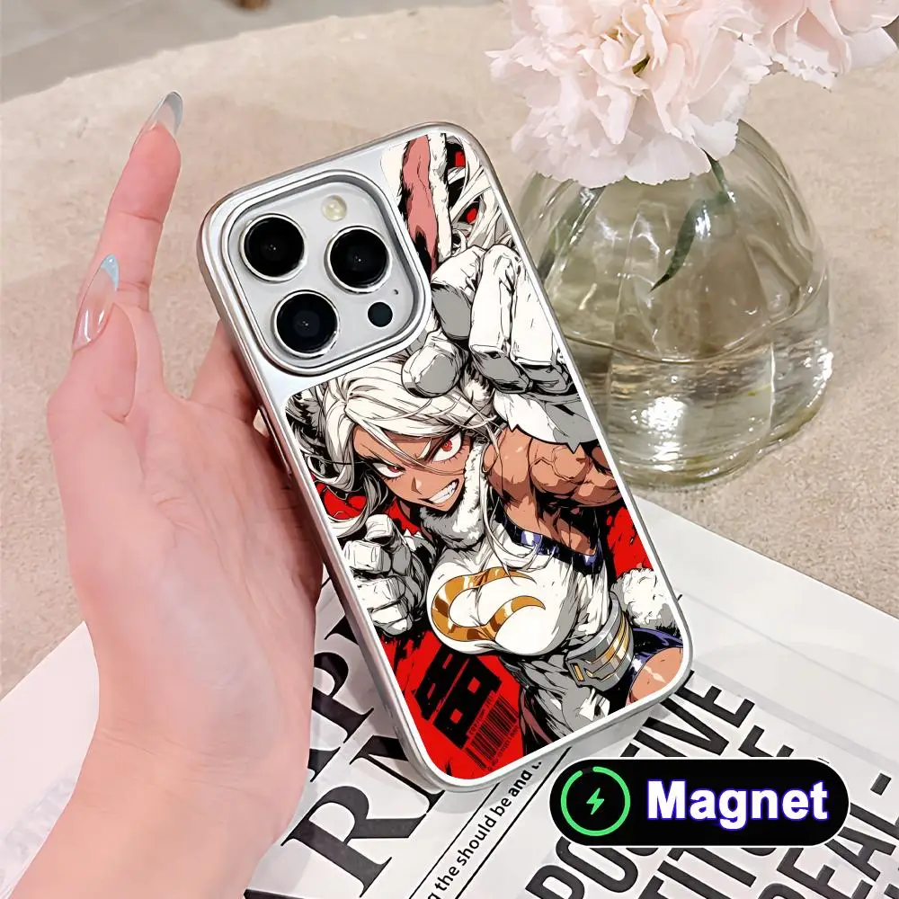 Фото Чехол MHA Mirko для iPhone 17 16 15 14 13 12 11 Air Pro Max Plus, электролитическое серебряное покрытие, магнитный, с серебристым гальваническим покрытием №2