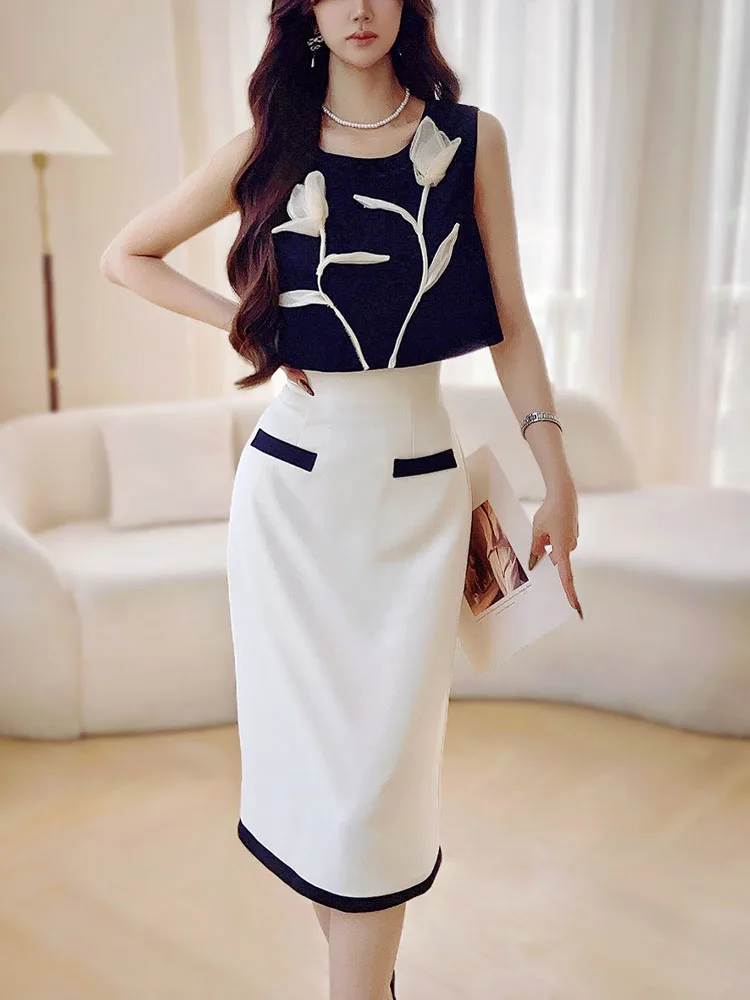 Женский комплект одежды DABUWAWA из 2 предметов жилет без рукавов с украшением в виде