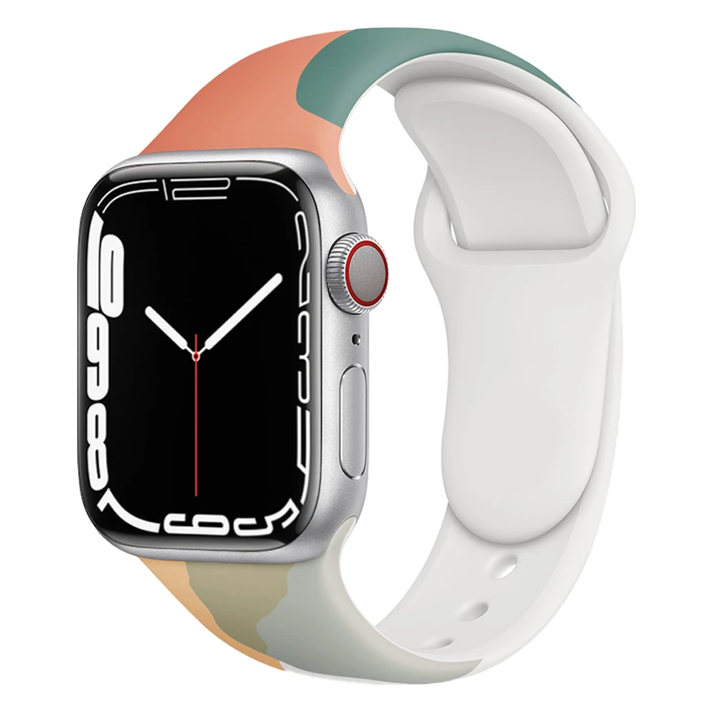 

Silicone Strap For Apple watch band 44mm 45mm 42mm iWatch 40mm 38mm 41mm Morandi correa bracelet apple watch serie 7 6 5 4 3 se