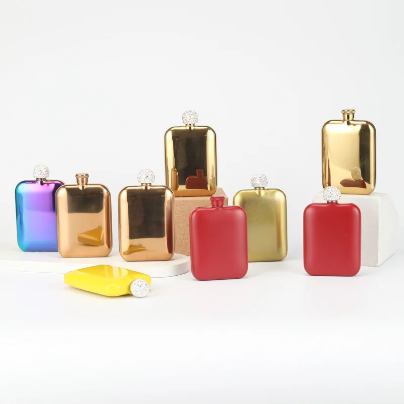 6 oz 304 Stainless Steel Hip Flasks Electroplated Painted Wi