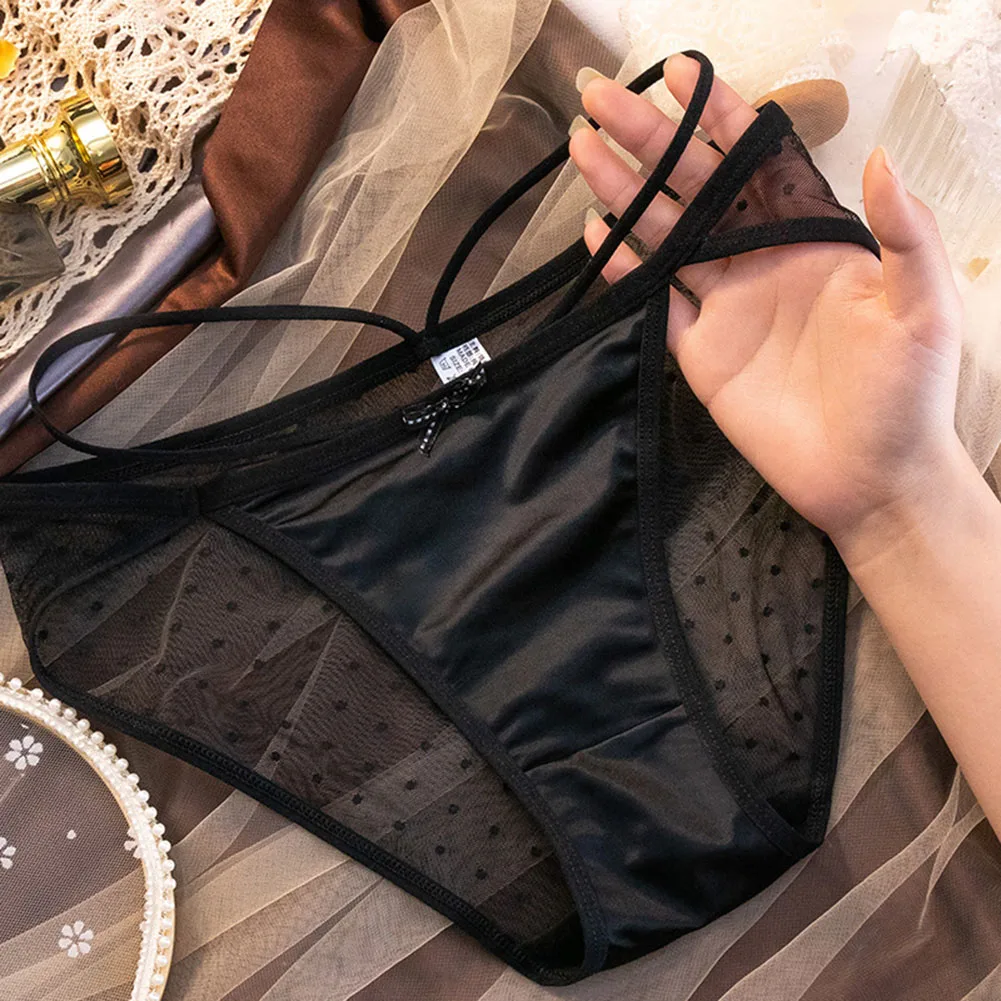 

ZUZZEE Women Thong Low Waist Ice Silk Breathable Underwear Sexy Female Cross Strap Seamless Hip Lift Briefs