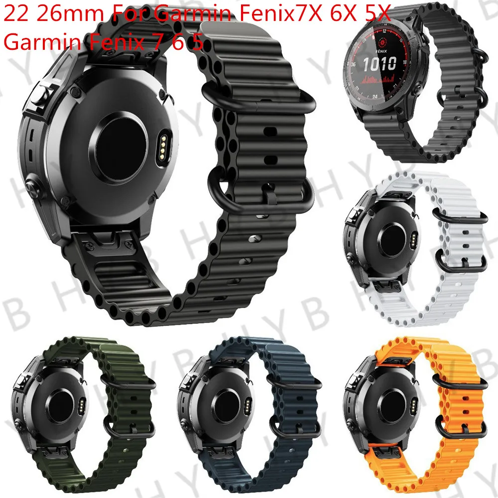 

22Mm Ocean strap For Garmin Fenix 7/6/5/Fenix6 Pro/5PLUS Silicone Correa bracelet For Forerunner 945/935 quatix5 instinct strap