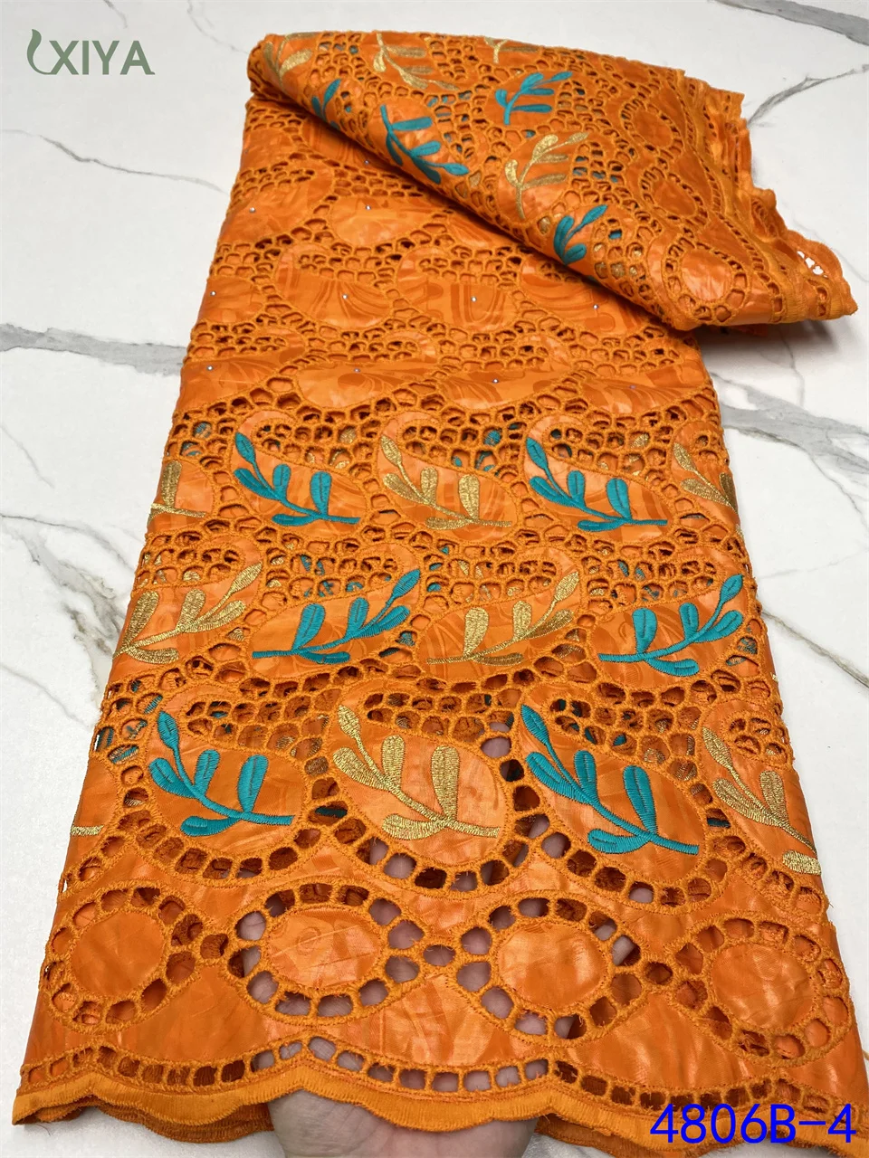 

New Design 2022 African Bazin Riche Lace Fabric with Stones High Quality Nigerian Wax Lace Fabric for Woman Sewing APW4806B