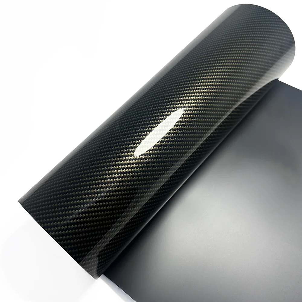 High Glossy PET Gold Carbon Fiber Vinyl Wrap Film Waterproof Car Stickers on the Hood Adhesive Auto Motorcycle Accessories