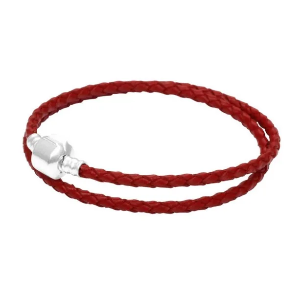 

PDC Customized Moments Single Braided Leather Charm chain Fit Women Original Bead Bangle DIY