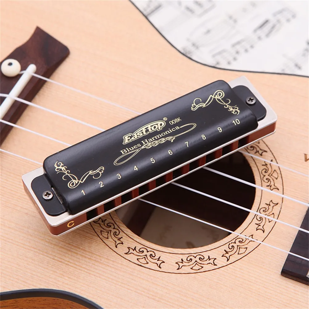 

Easttop Harmonica 10 Holes Blues Mouth Organ Musical Instrument Key Of A B C D E F G Black With Box Classical Musical Instrument