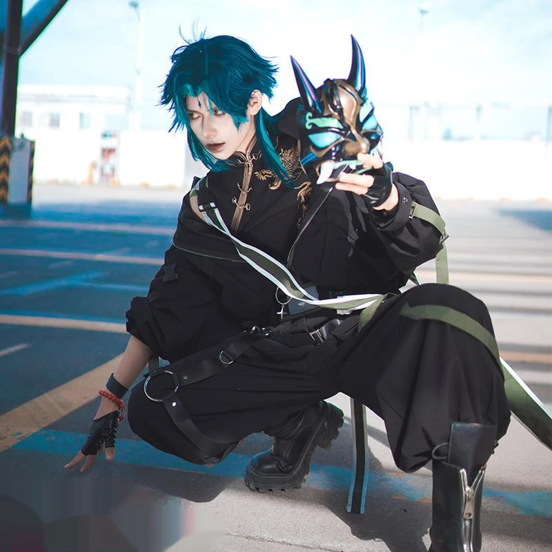 

Game Genshin Impact Cosplay Costume Xiao Doujin Cosplay Suit Halloween Christmas Anime Figure Role Black Uniform Carnival Gifts