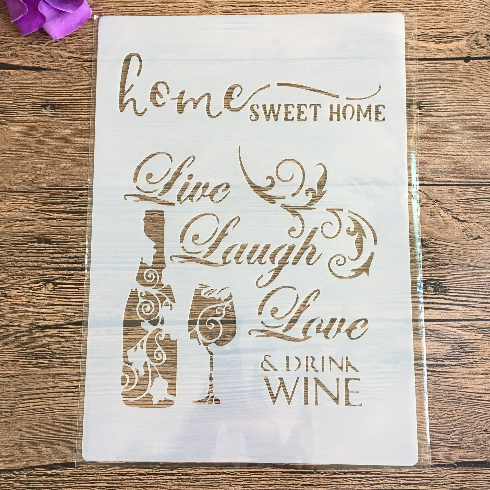 Цветочный бокал для вина с мандалой декоративные трафареты A4 29 см настенная