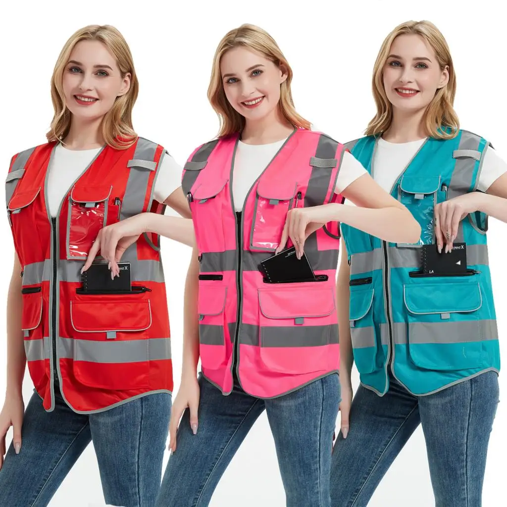 Защитный жилет высокой видимости класса 2 передний защитный на молнии со