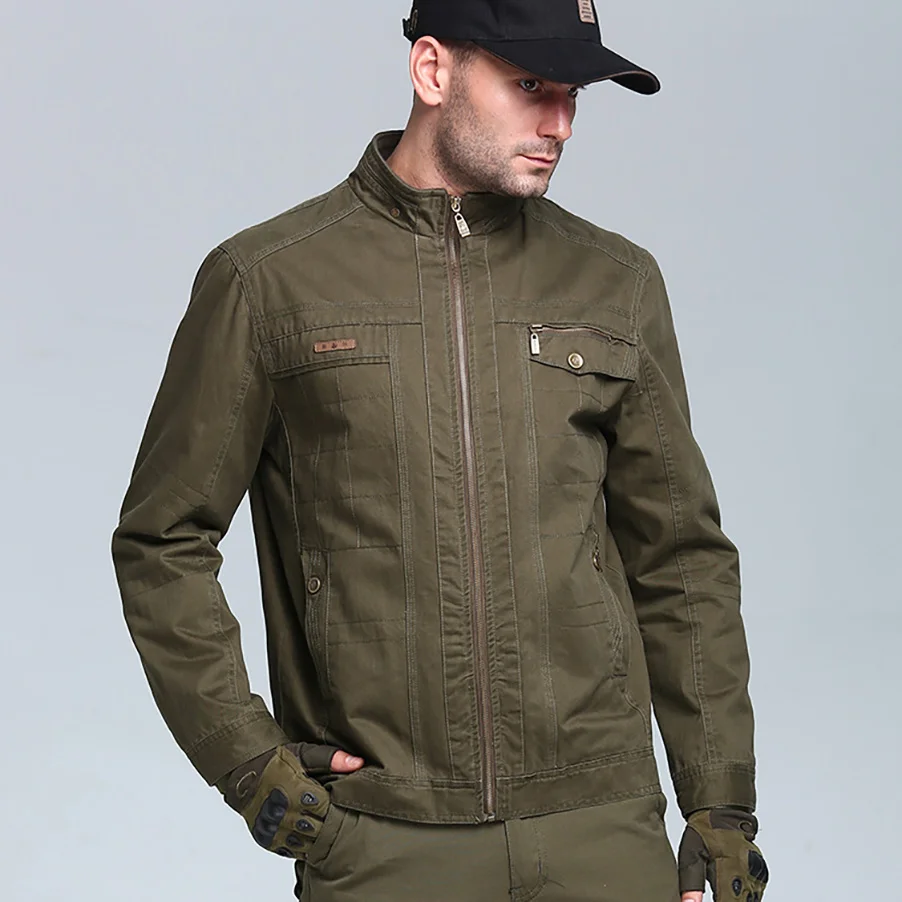 

Autumn Winter Jacket Men 100% Cotton Casual Cargo Tactical Military Jacket MenMulti-pocket Jackets Coats Slim Fit Clothe Male