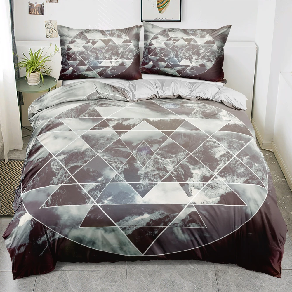 

Geometry Duvet Cover Sets Triangle Landscape Bed Linen with Pillowcases Bedding Set Classic Comforter Cases Single King Queen