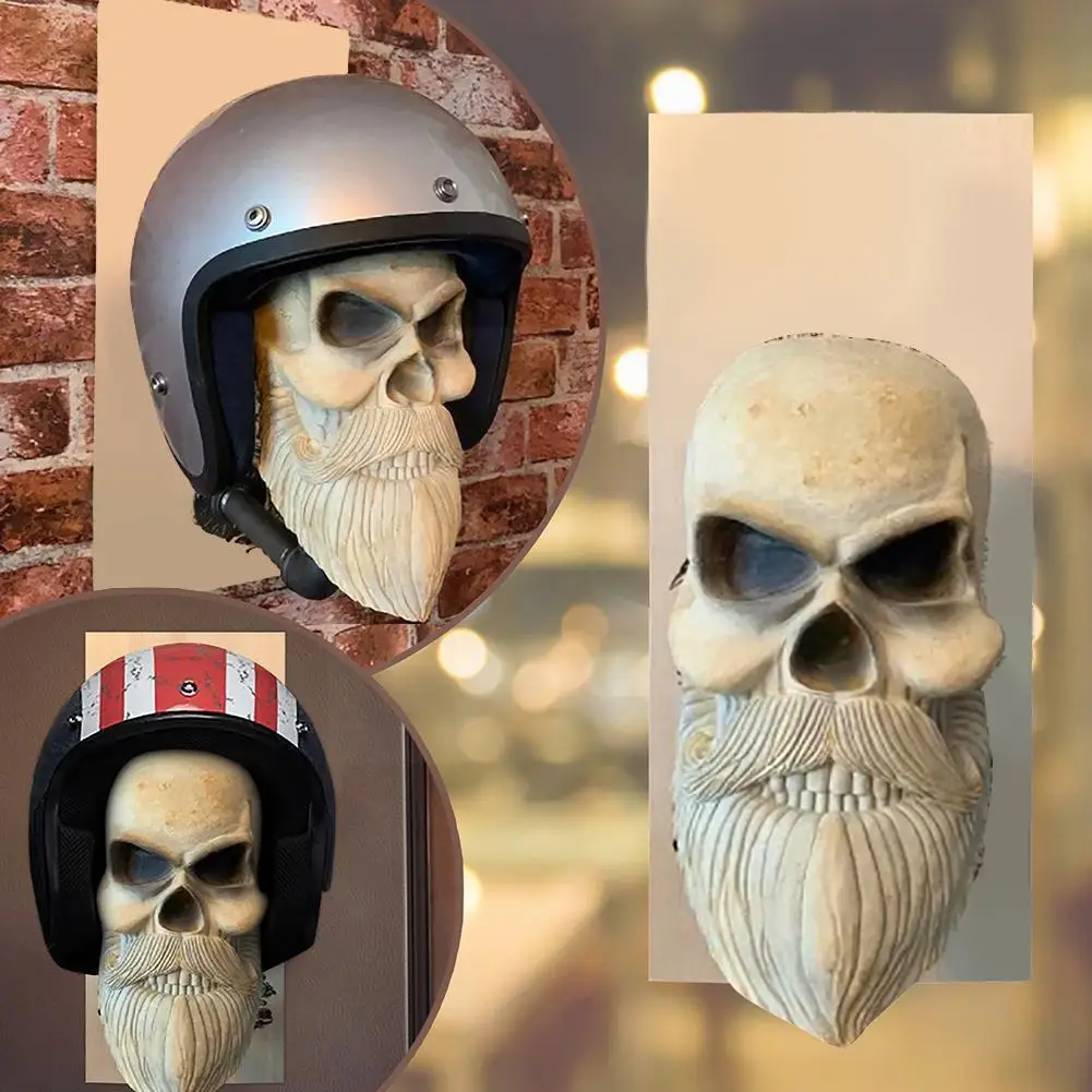 

Motorcycle Skull Helmet Holder Bone Beard Ghost skull Helmet Holder Hanger Rack Wall Mounted Hook Helmet Stand for Motorcyc Y0S8