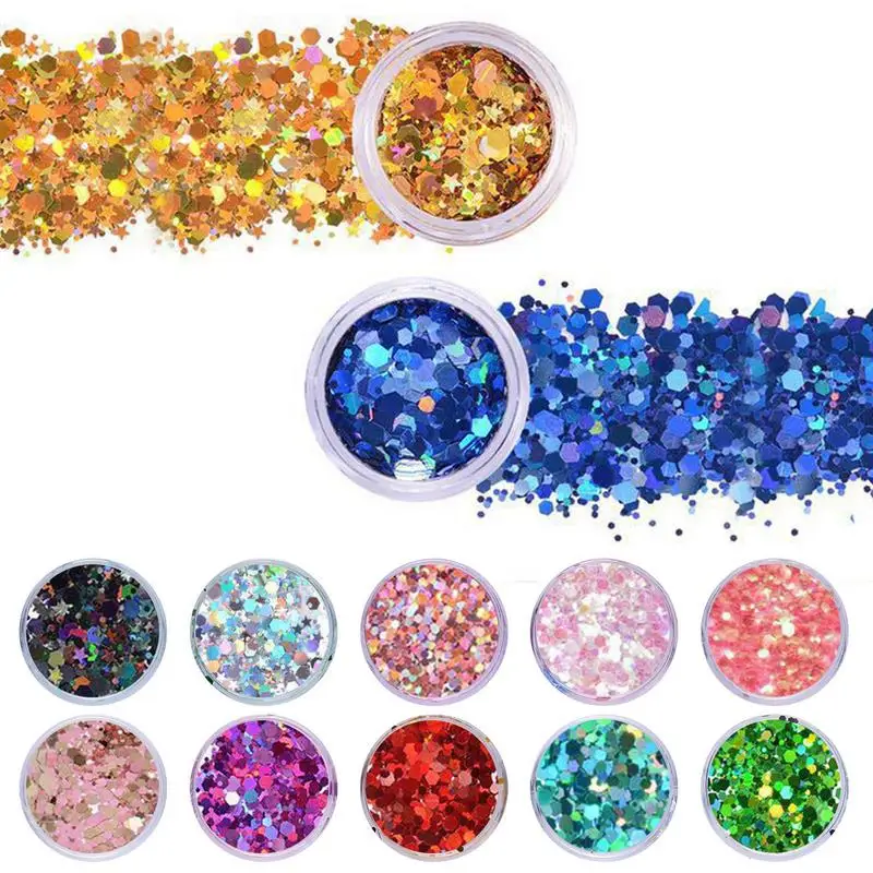 

Chunky Glitter Festival Body Glitter Eyeshadow Chunky Cosmetic Glitters For Body Face Hair Nails Festival & Halloween Makeup