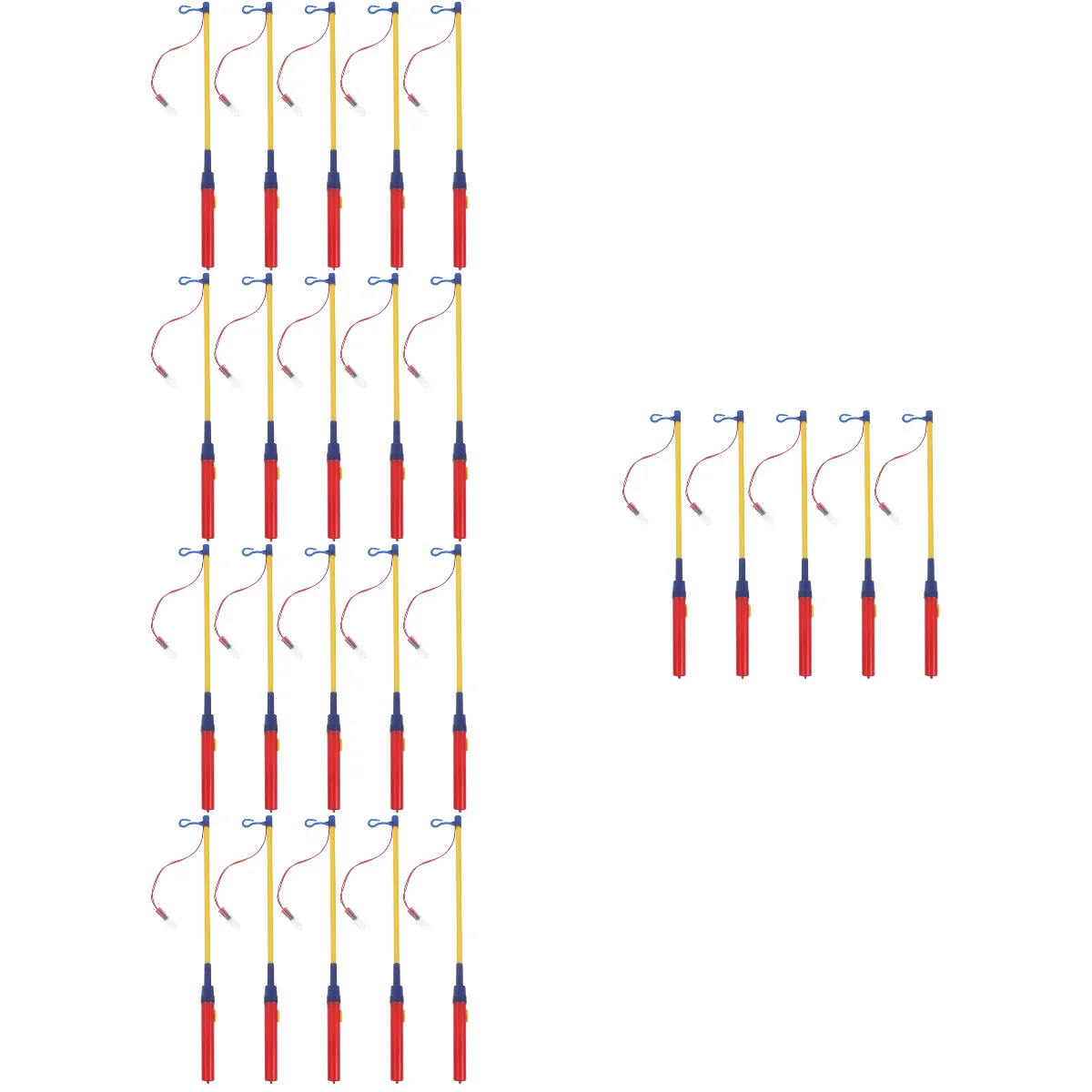 

25 pcs Paper Lantern Holder Walking Stick with LED Light for New Year No