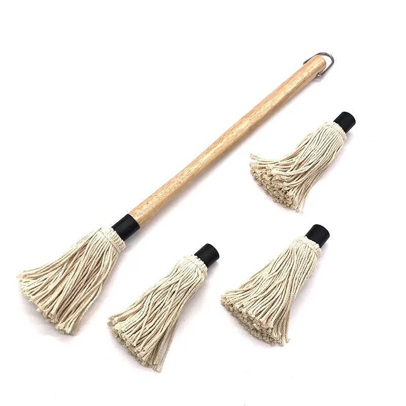 

Grill Basting Brush BBQ Mop Professional Barbecue Brush Basting Mops Natural Hardwood Handle Mop Style Barbecue Brush