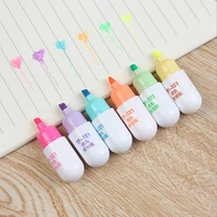 6pcs cute mini smiling face pill highlighter lovely cartoon painting pen marking pens students learn stationery supplies