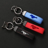sports high quality leather keychain 4s custom gift key rings for ford mustang gt 2005 2009 2020 2019 2018 2017 2016 shelby car