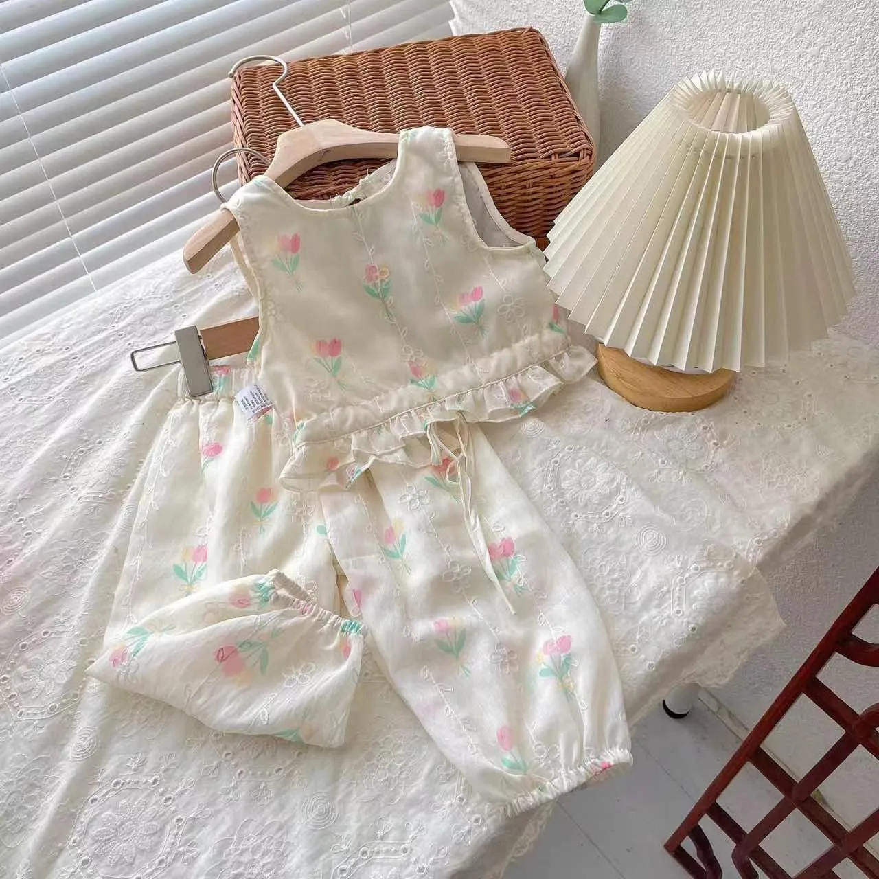 

Kaichen Children's Clothing Children's Set 2023 Summer New Line Girls' Set Simple Fragmented Two Piece Set
