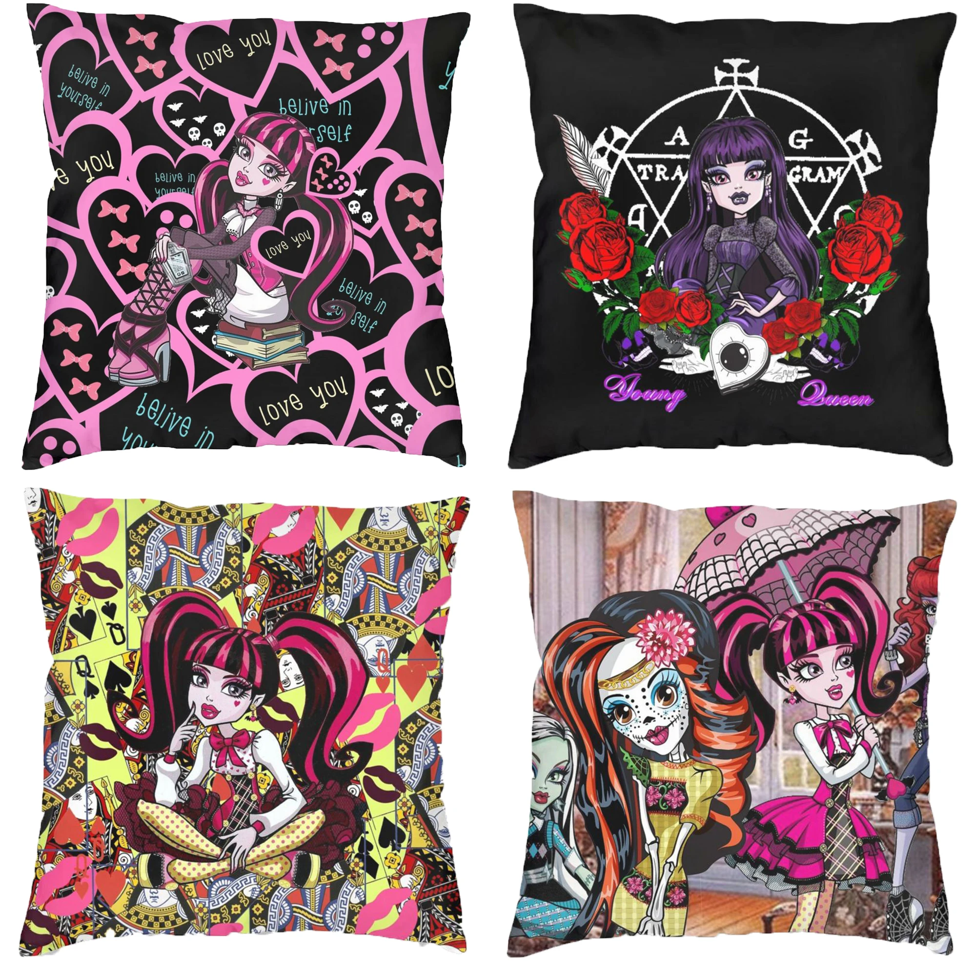 

Draculaura Monster High Pillowcase Soft Polyester Cushion Cover Gift Throw Pillow Case