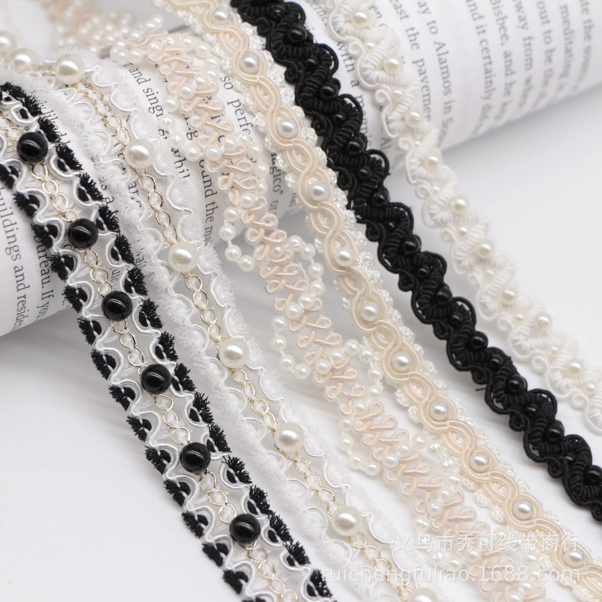 Белая кружевная отделка ручной работы с бисером край одежды аксессуары для волос