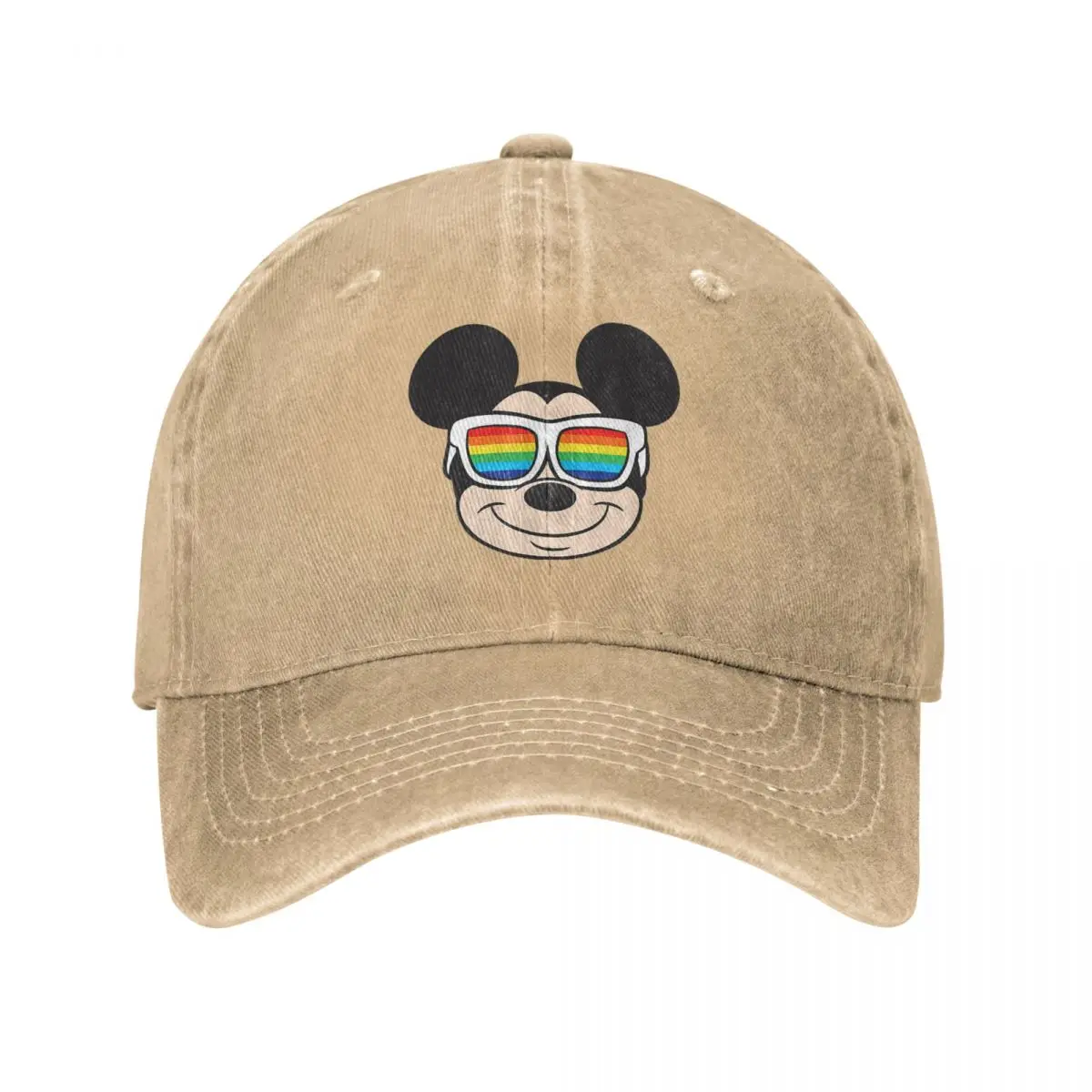 

Disney Mickey Mouse Baseball Cap Vintage Distressed Denim Washed Rainbow Sunglasses Snapback Cap Unisex Outdoor Running Golf Hat