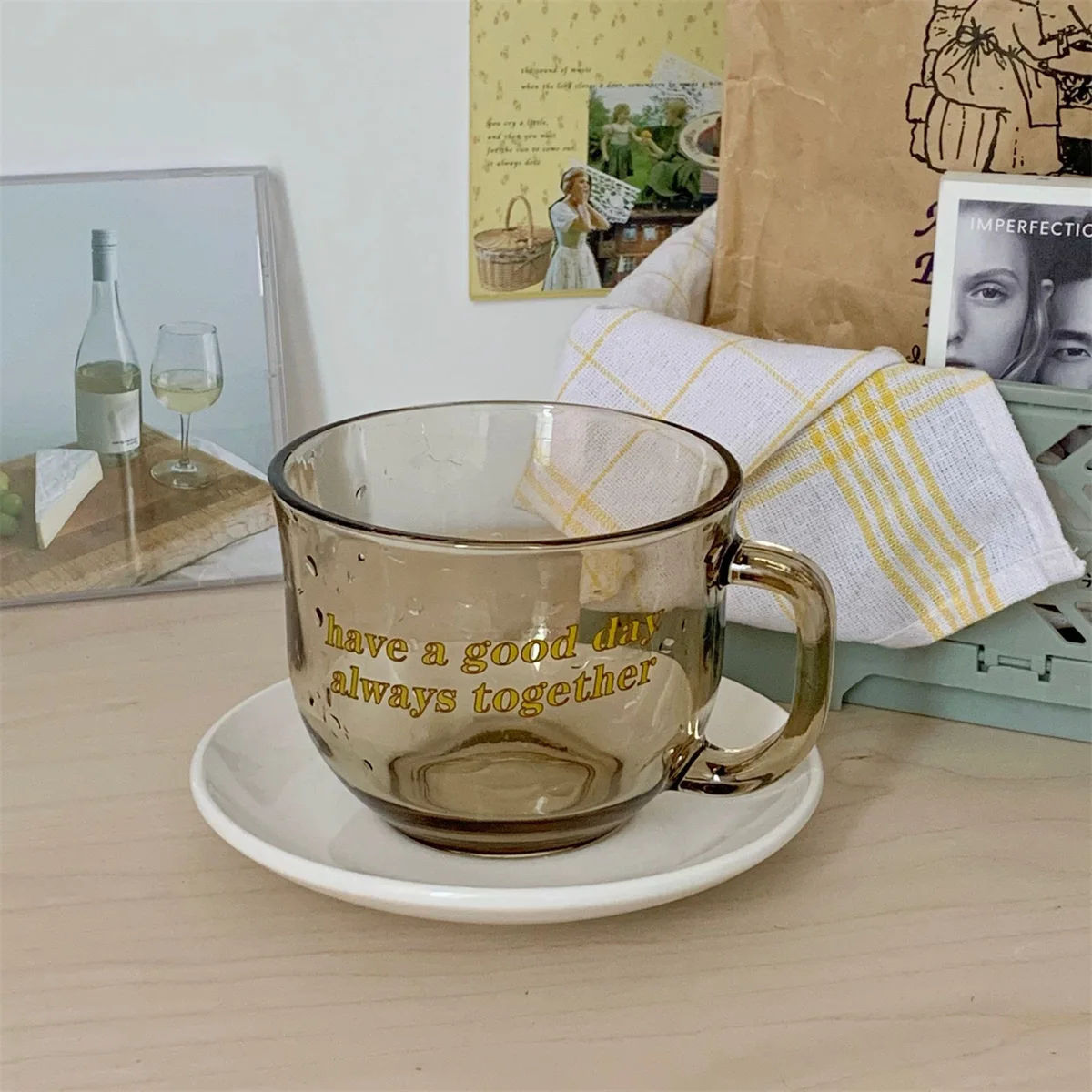 

Novelty 3d Lid Cartoon Cute Water Glass Transparent Mug Drinking Borosilicate Glasses Coffee Milk Juice Drinkware Cup