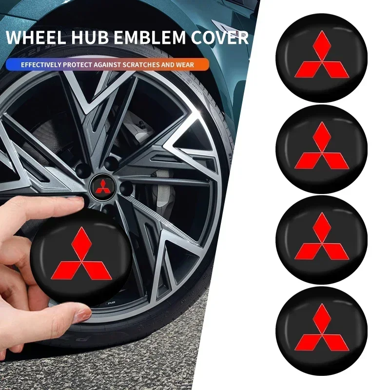 4pcs Car Wheel Center Hub Cap Badge Emblem Decal Sticker For Mitsubishi Asx Lancer Outlander Pajero Ralliart Accessories
