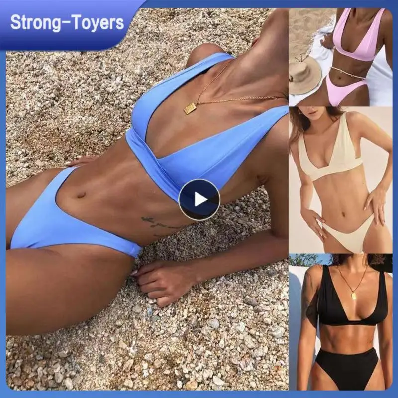 

2022 сексуальное бикини-бандо, Женский бразильский комплект бикини, женский купальник микро, однотонный купальный костюм для женщин