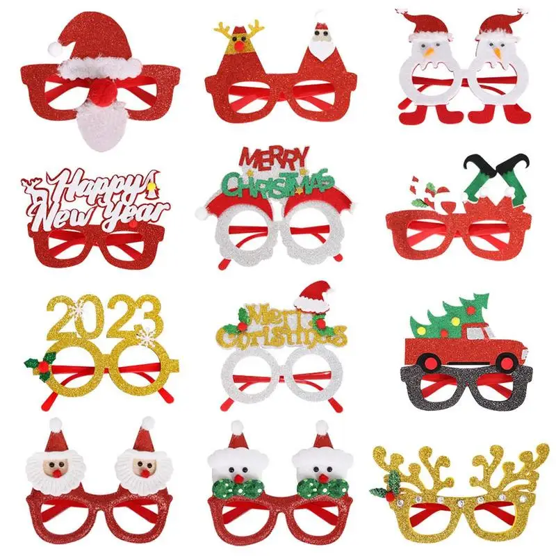 

Christmas Glasses Shining Holiday Glasses Frames For Christmas Decoration Portable Costume Glasses Frame One Size Fits All For