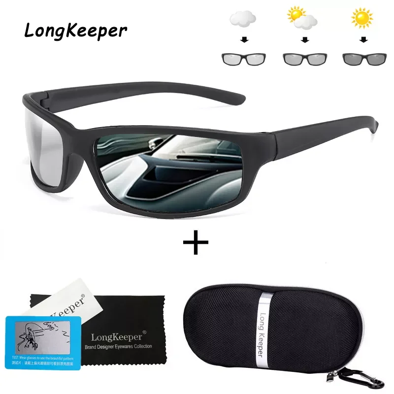 

New in Square Photochromic Sunglasses Men Polarized Glasses Retro Women Chameleon Sunglasses with case box gift UV400 Gafas Ocul