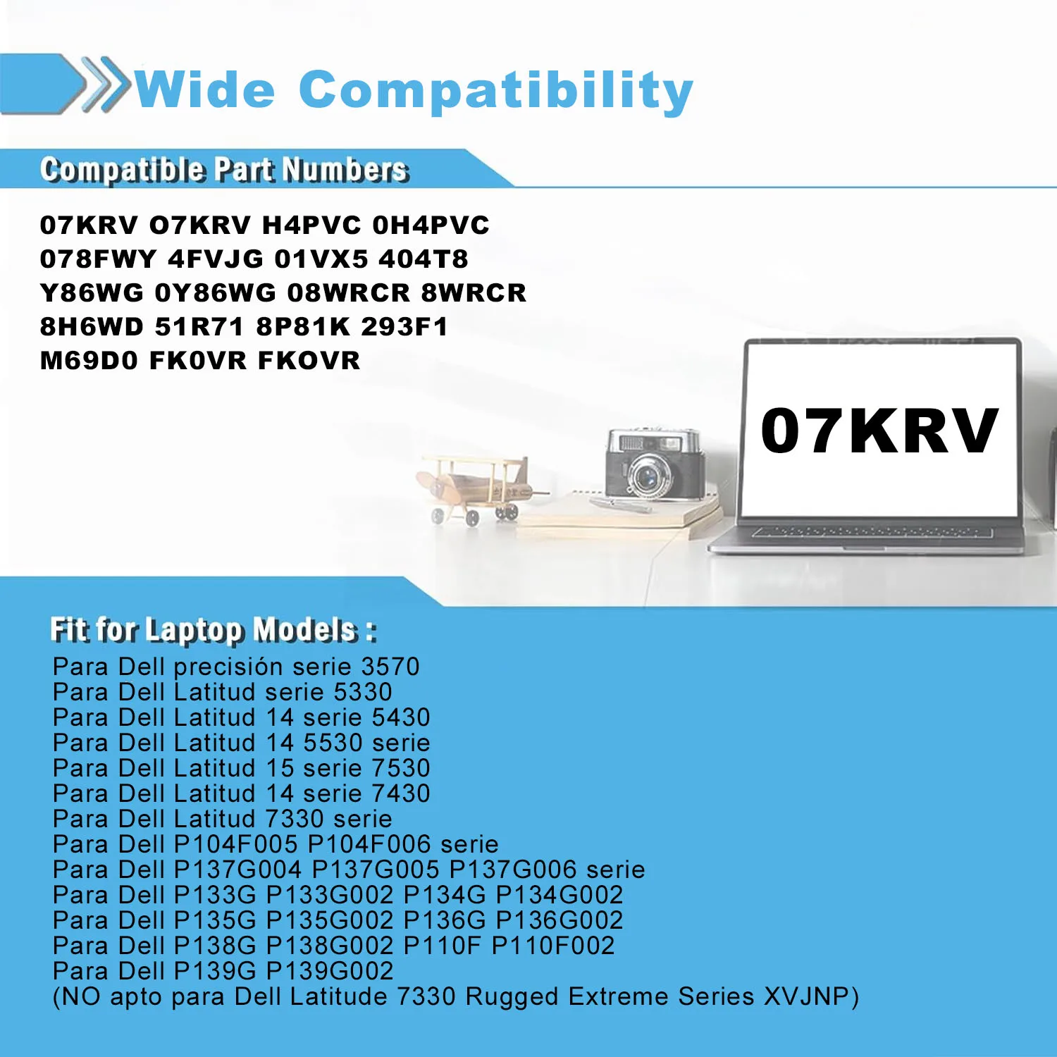 Фото DXT новый аккумулятор для ноутбука 07KRV для Dell Latitude 5430 5530 Precision 3570 Precision 3570 P104F Y86WG 78FWY 078FWY 0Y86WG 4FVJG №3
