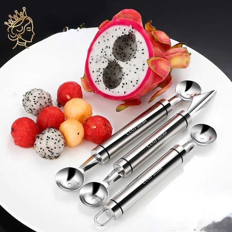 

Kitchen Accessories Dual-head Stainless Steel Carving Knife Fruit Watermelon Ice Cream Baller Scoop Stacks Spoon Home gadgets