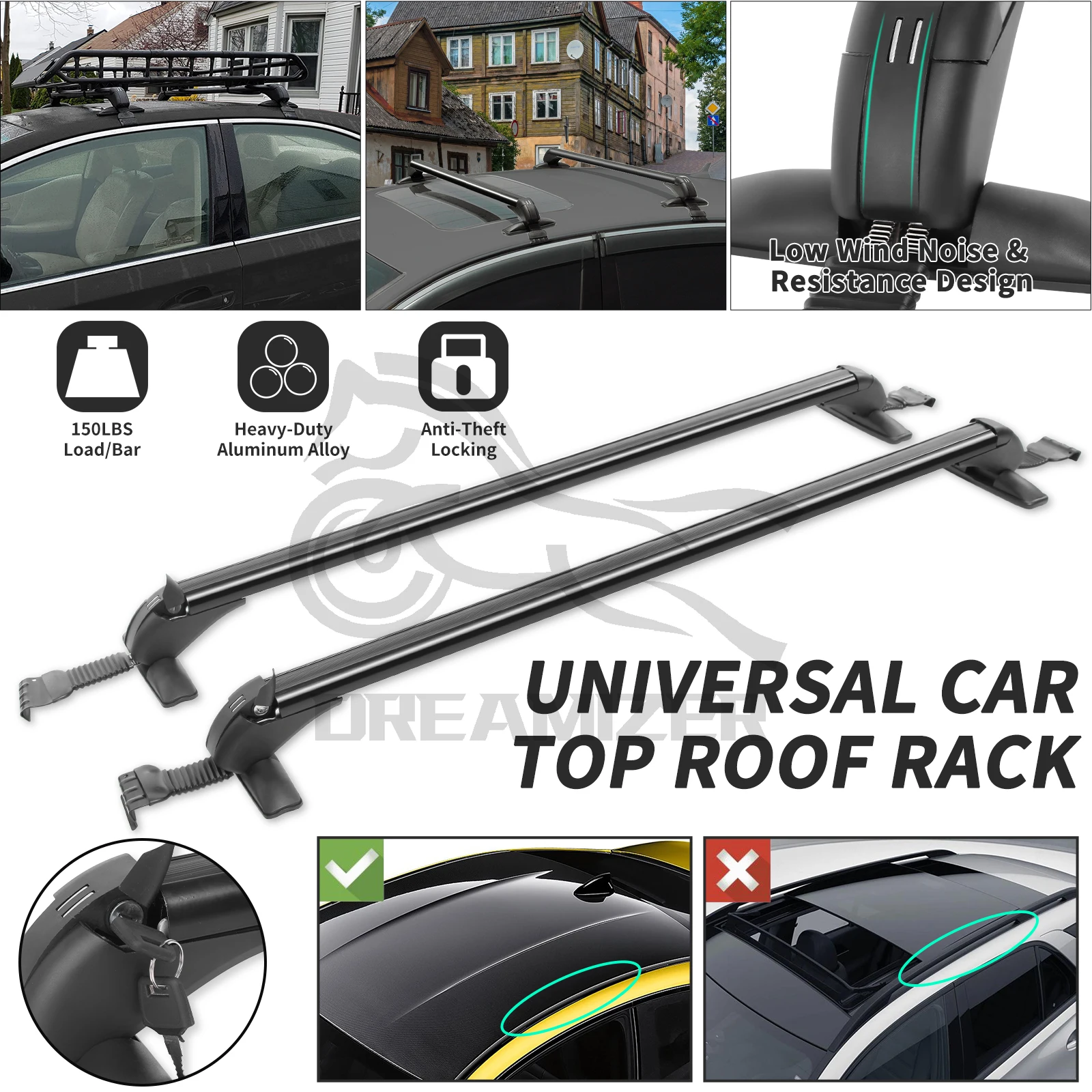 

Roof Rack Crossbar Fit For Toyota Camry 2012-2021 2020 2019 2018 2pcs Roof Rack For Car Top Luggage Carrier Rails With Lock