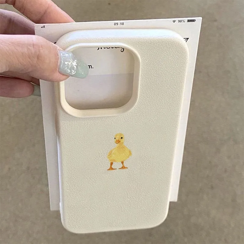 Фото Милый простой чехол для телефона с маленькой желтой уточкой для iPhone 17 Air 16 16e 15 14 13 12 11 Pro Max, защитный чехол от отпечатков пальцев №3