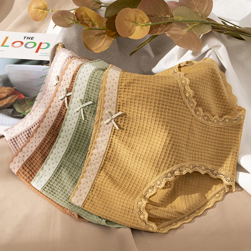 

Sexy Lace Women's Cotton Underwear Sexy Lace Panties Mid Waist Seamless Comfort Briefs Fashion Underpants Female Lingerie Solid