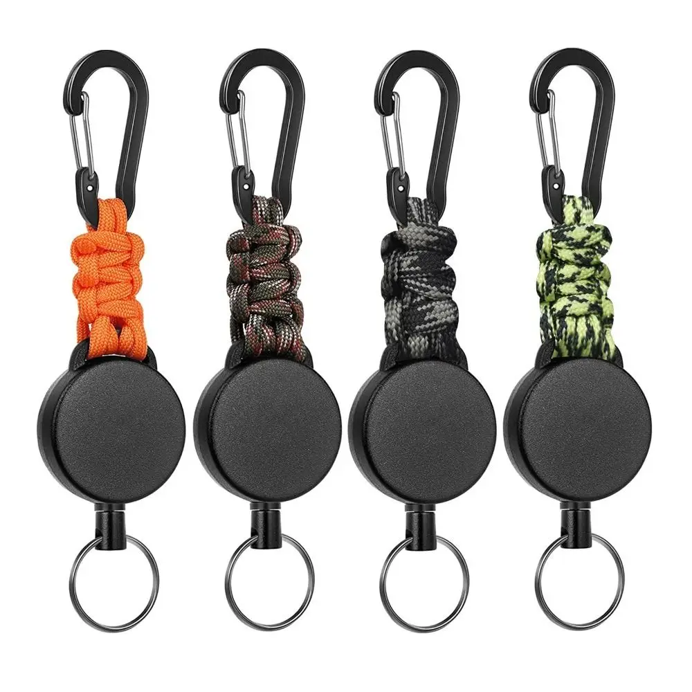 

Circular Climbing Chain Umbrella Rope Weaving Easy Pull Buckle Retractable Badge Holder Key Ring Anti-lost Keyring