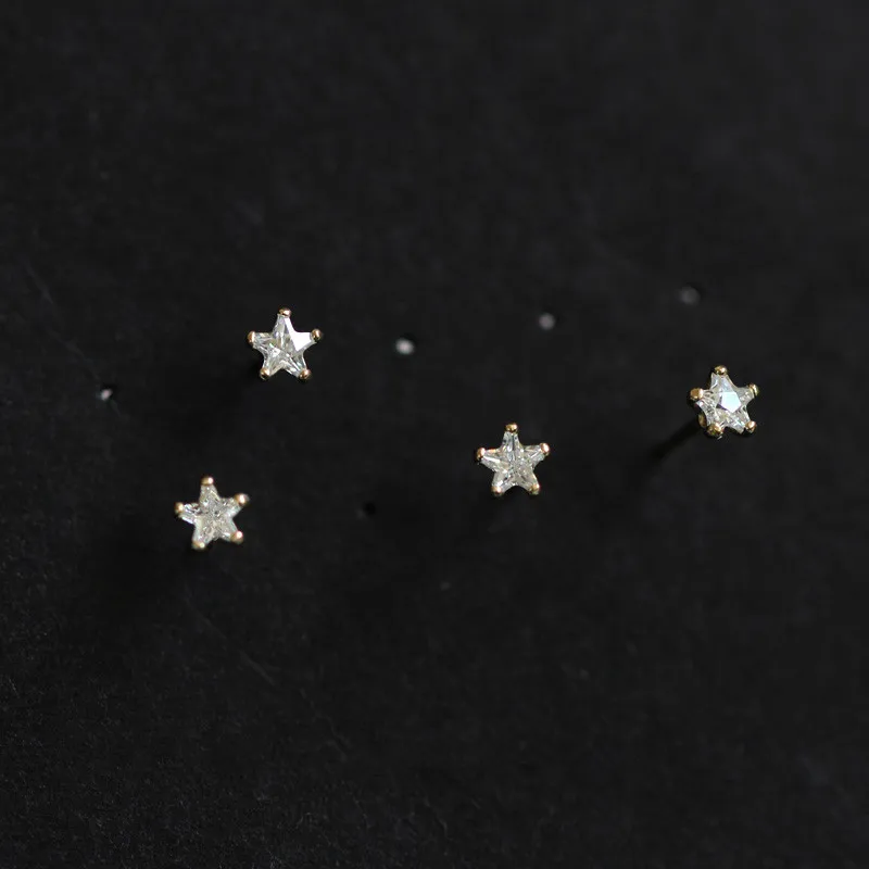 

Маленькие изысканные красивые серьги из золота 14 к с кристаллами и звездами, цветные серьги для женщин