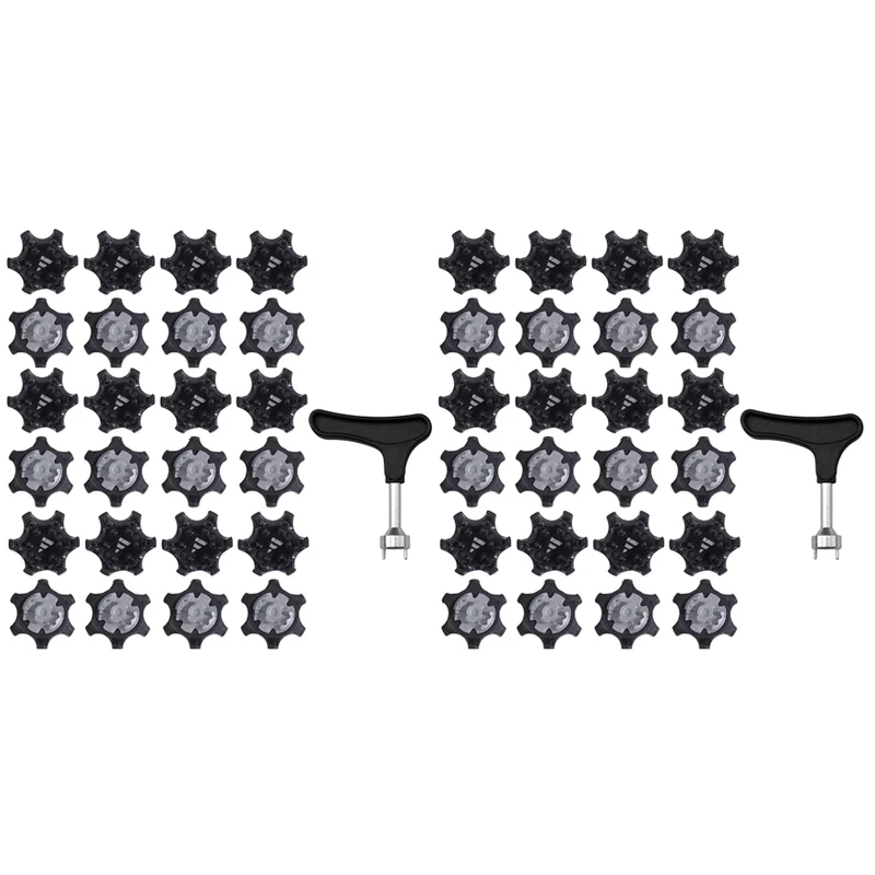 

50Pcs Easy to Change Studs, Universal Anti Skid Golf Shoes, with Golf Spike Wrench Two Pin Shoes Remover Replacement