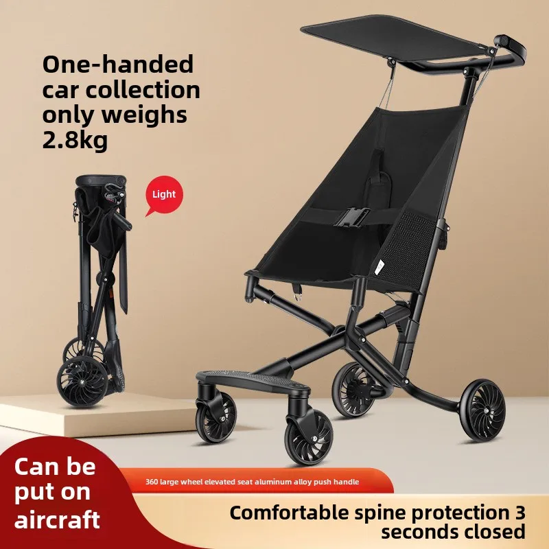 Фото TrikeBaby Walking Artifact Four для малышей, лежащая двусторонняя тележка, легкая складная коляска для детей от 1 до 6 лет, одобренная самолетом, солнцезащитный козырек №2
