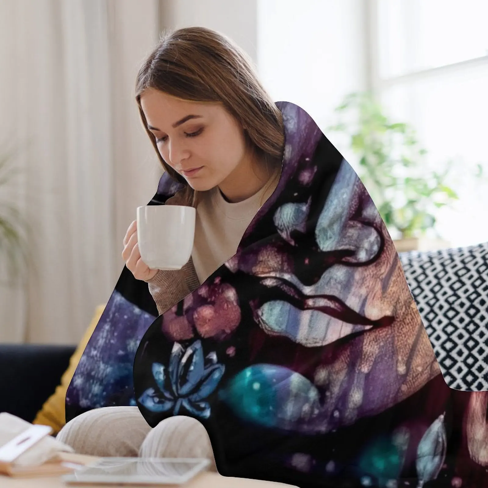 ФИОЛЕТОВЫЙ БУДДИ - STELLAR GLOW Плед Роскошное теплое зимнее постельное белье Меховые