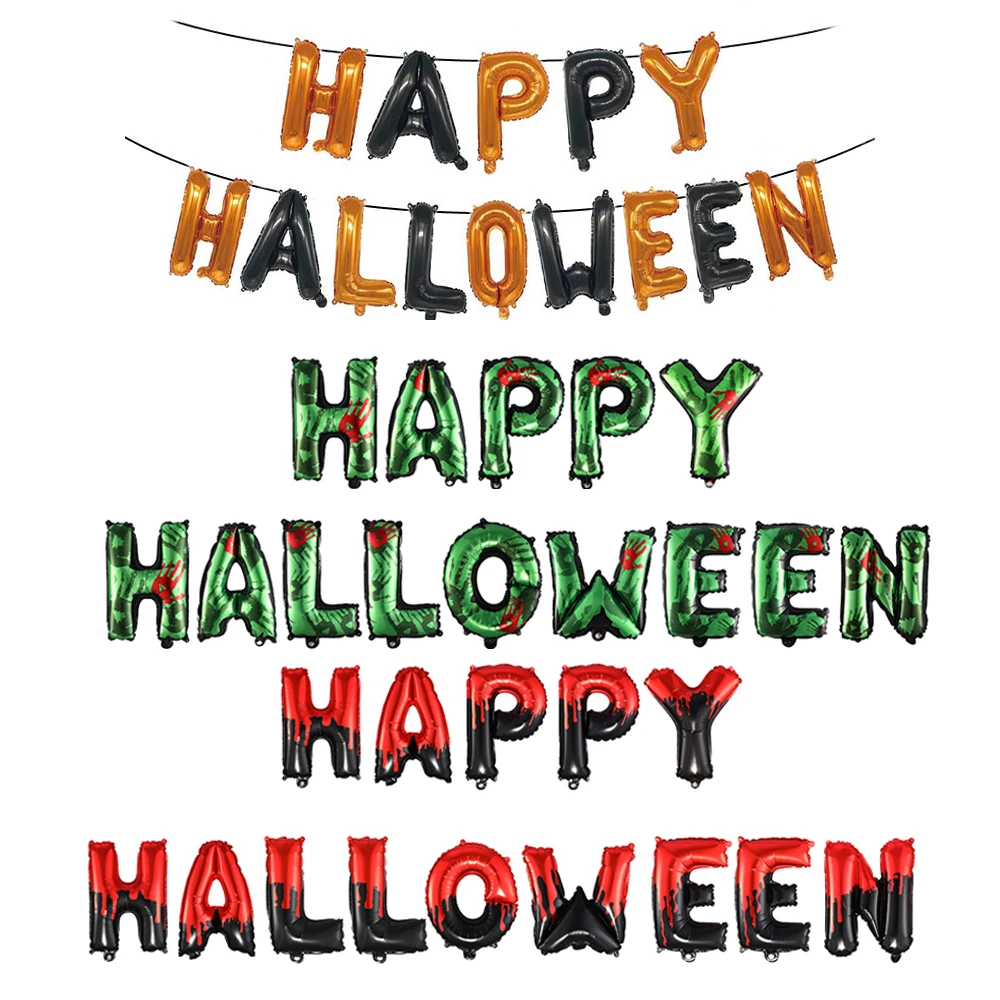 

16inch Happy Halloween Letter Balloon Halloween Hanging Banner Foil Balloon for Home Halloween Party Decoration Horror Prop Toys