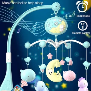 Baby Crib Mobile with Remote Control Music Box Night Light Rotate Newborn Sleeping Bed Toys 0-12 New